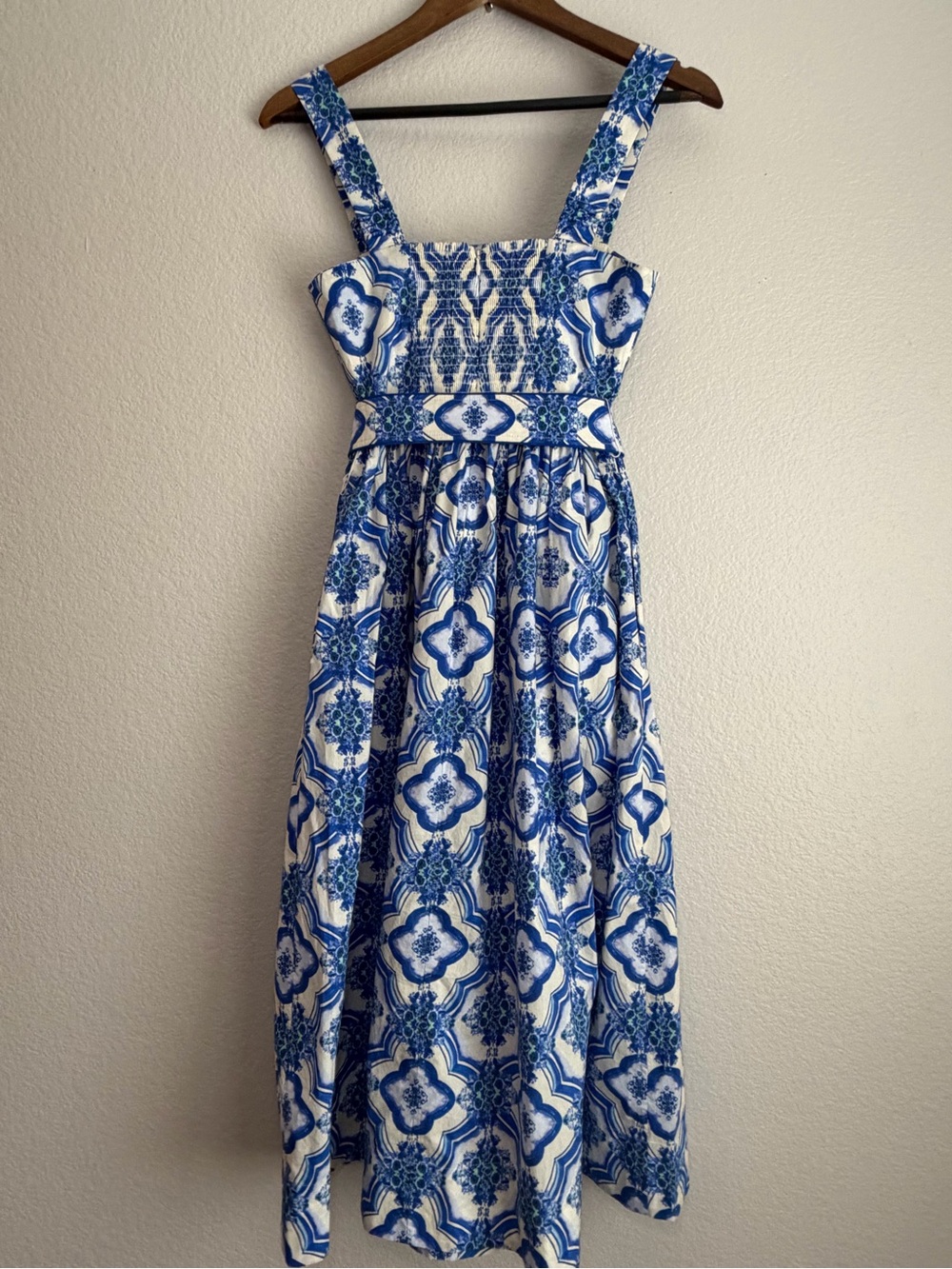 Cara Cara Candace Cotton Belted Midi Dress Mediterranean Coastal | XS - Picture 3 of 9
